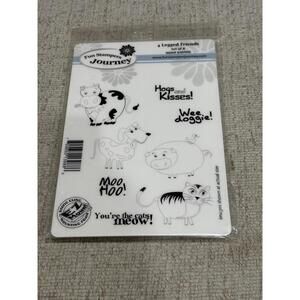 Fun Stampers Journey “4 Legged Friends” Red Rubber Cling Stamp Set